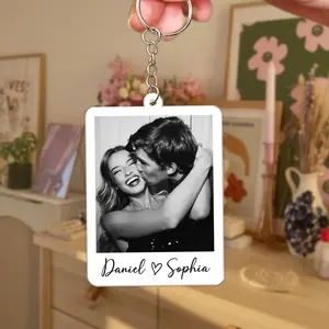 Personalized Photo Keychain – Custom Couple Picture Keyring – Romantic Valentine’s Day Gift for Boyfriend or Husband