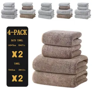 Basics 4 Piece Towel set, soft and absorbent, 2 Bath Towels, 2 Hand Towels bathroom towel set, Super Absorbent Towel