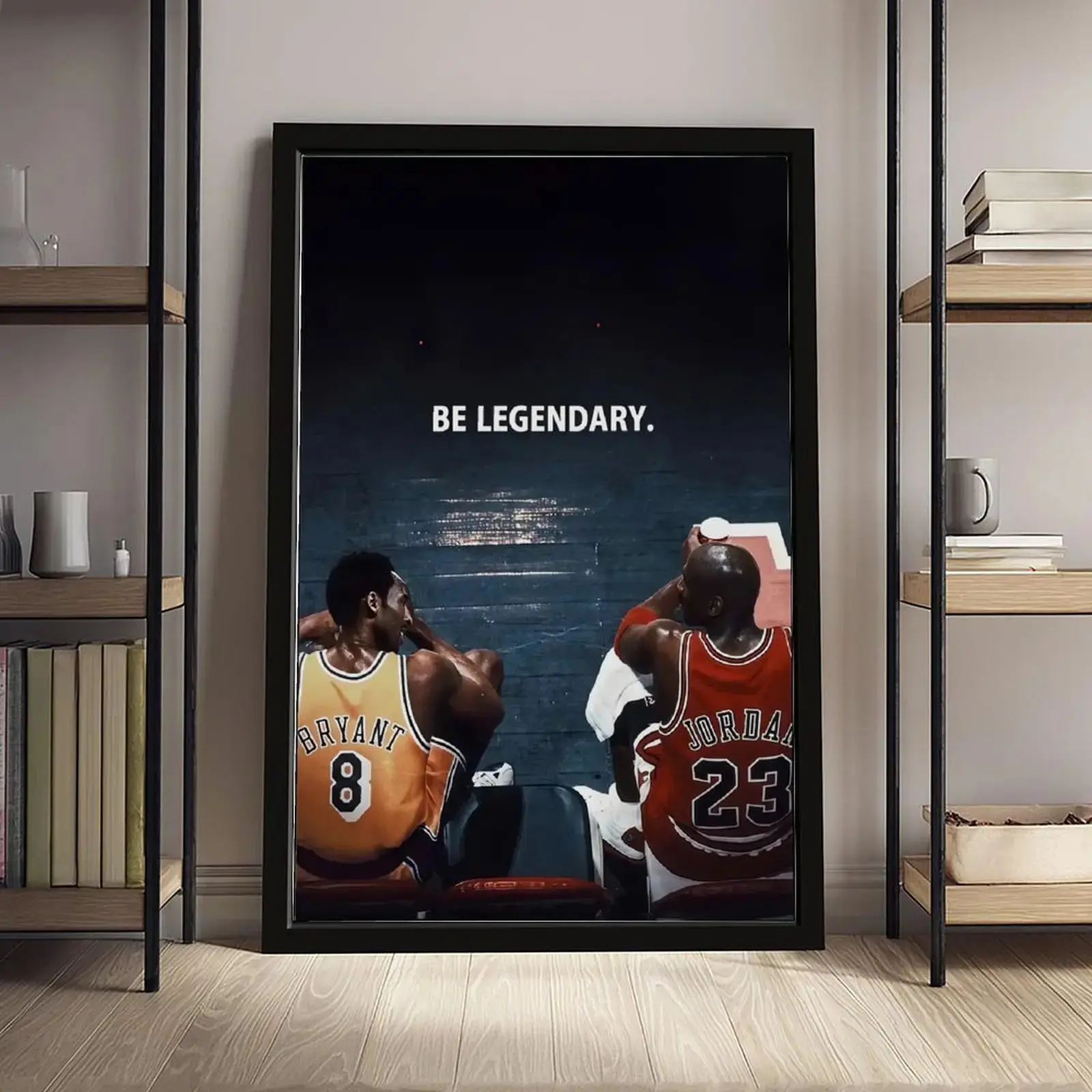 Legendary Basketball Icons Artistic Graphic Canvas Wall Art Print - Motivational Sports Quote Home Decor, Multi-Size Mens Room Decor Accessories, Mens Gifts for Basketball Fans