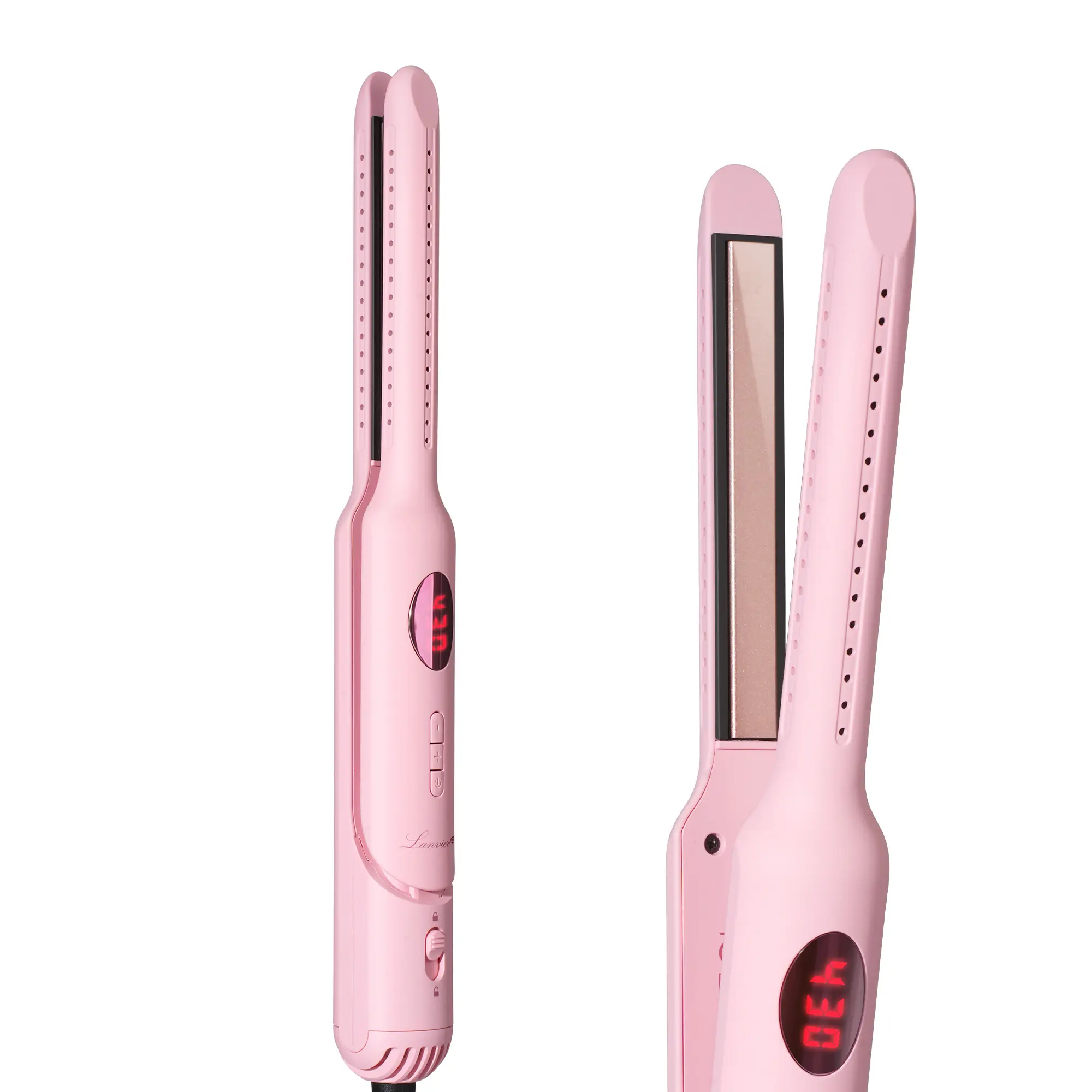 Lanvier Airflow Styler, Mini Curling Iron for Short Hair Pixie Cut & Bangs, 0.65-inch Flat Iron with 360 Degree Cool Air Flow, Dual Voltage 100-240V Global Use 4 Adjustable, Heat up to 430°F