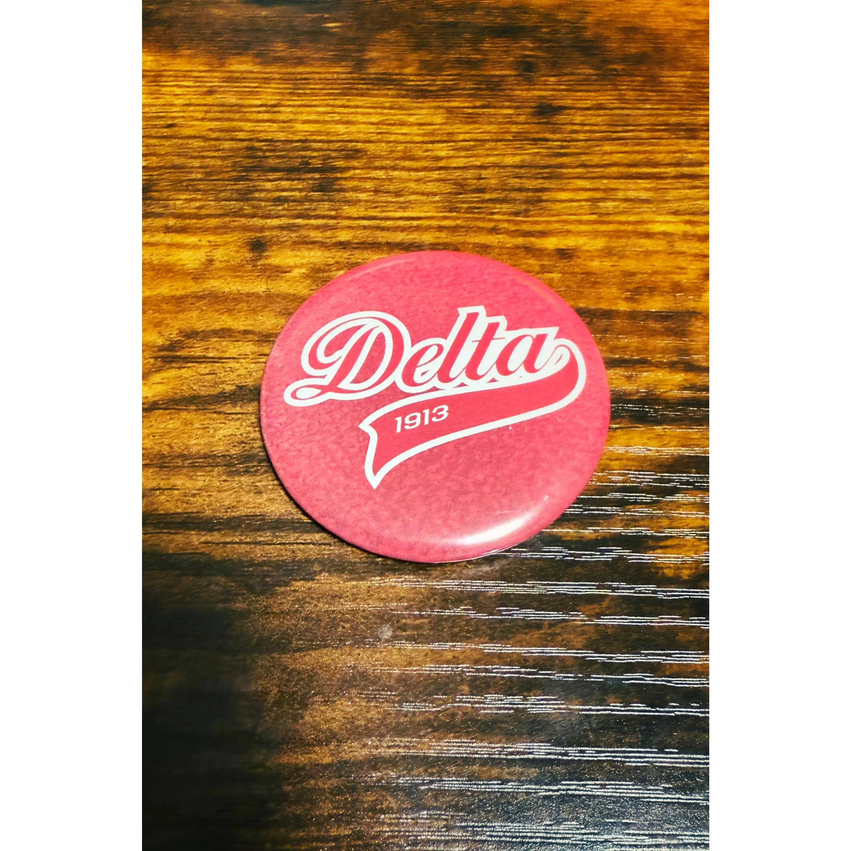 Delta Sigma Theta Button - Delta Swoosh - 2.25"