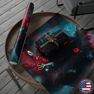 Quantum Detective Wrapping Paper - Sci-Fi Mystery Gift Wrap, Time Travel Theme, Futuristic Noir Art, Parallel Worlds, Tech Noir Decor
