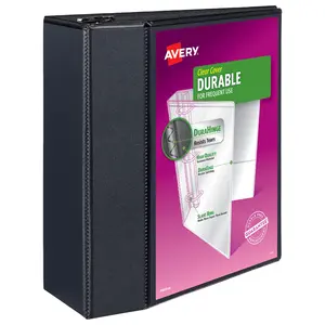 Avery Durable View 3 Ring Binder, 5 Inch EZD Rings, 1 Black Binder (46039)