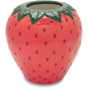 Strawberry Vase, Decorative Ceramic Vase, Large Flower Vase, Unique Strawberry Decor for Home/Kitchen/Office, Vintage Inspired  ban.do