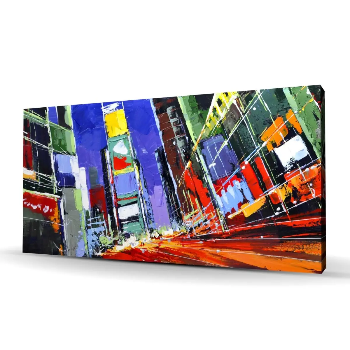 212 MAIN Contemporary Artistic City Lights Wall Photo Print - 24x48 in., Colorful Vivid Artwork, Times Square Night Urban Decor, Home Room Wall Art, Ideal Gift for Decoration Enthusiasts