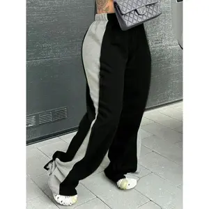 Women's Colorblock Side Stripe Elastic Waist Sweatpants, Casual Streetwear Wide Leg Trousers for Daily Wear, Ladies Bottoms for Fall & Winter, Athleisure Style Pants