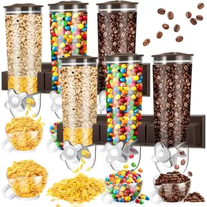 2 Pieces Cereal Dispenser Wall Mounted 4.5L Candy Machine Grain Dispenser with Cup Dry Food Snack Wall Mount Cereal Storage Container for Kitchen Food Store Coffee Beans Store