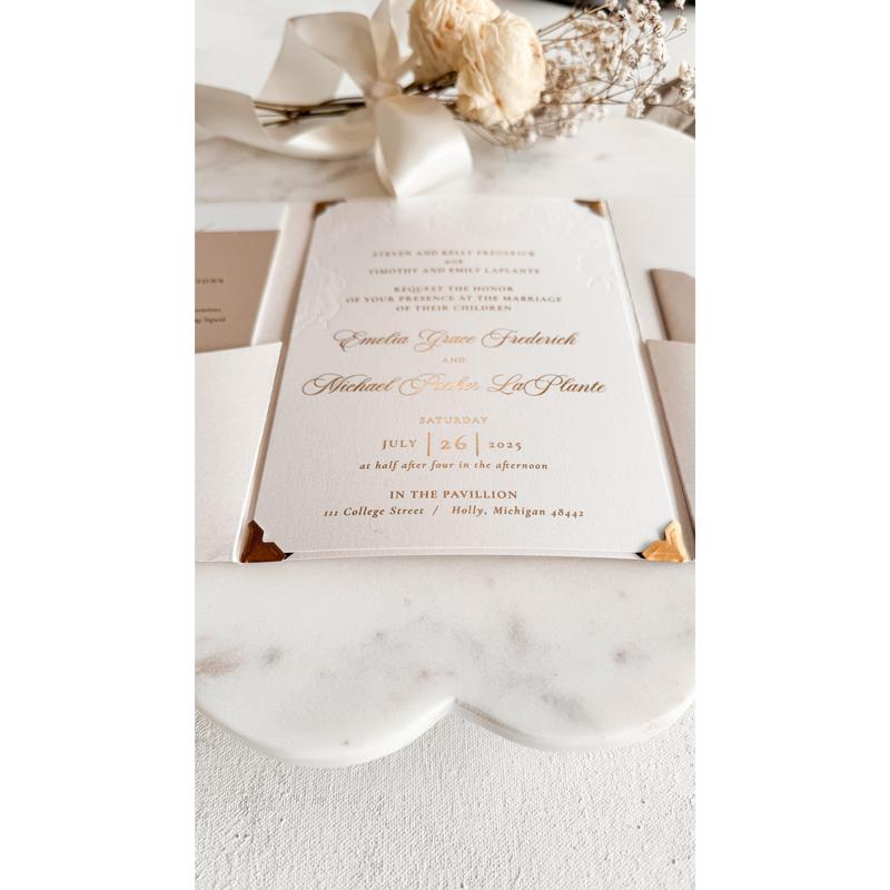 Letterpress Wedding Invitations – Premium Cardstock Invites | Foil Stamped & Embossed Suite Style 3277