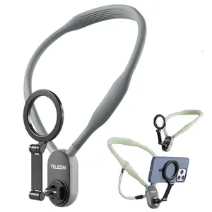 [On Sale]Telesin Magnetic Neck Hold Mount Selfie Stick Tripod for Phones, Neck Cellphone Holder POV/Vlog Selfie Mount Hand Free Phone Neck Holder Chest Stand Strap Video Recording for iPhone 15 14 13 12 Pro Max Series Android Phones Accessories Smartphone