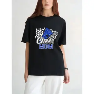 Cheer Mom T Shirt Black Blue Sparkle Pom Pom And Stars Design For Cheerleading Events