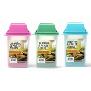 Pickle Container with Strainer, Cucumber Jalapeno Olive Keeper, 40.6 oz Size for Mess-Free Storage of Condiment Food