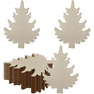 20 count Christmas Pine Tree Shaped  Cutouts DIY Crafts Pine Tree Unfinished Wooden Tags Ornaments for Christmas Tree Party Decoration