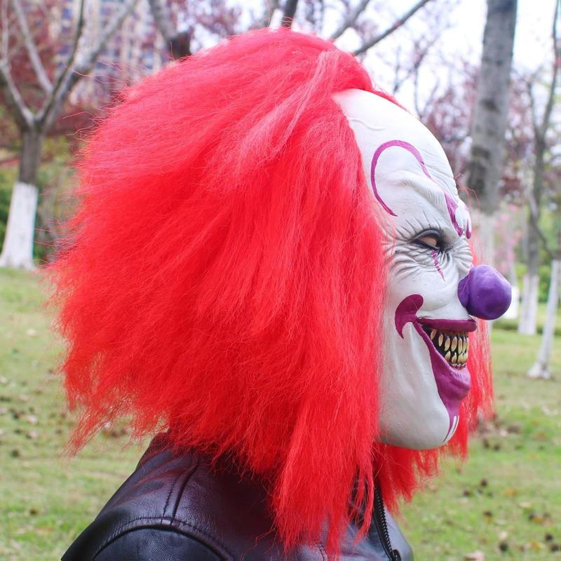 Scary Evil Killer Joker Clown Latex Mask Halloween Horror Cosplay Costume Prop for Masquerade Parties 19x26cm Non-Toxic Comfortable Breathable