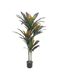 Green-150cm Artificial Dracaena Plant Indoor Fake Tree, Tall Fake Floor Plants With White Planter, Artificial Yucca Tree For Home Office Living Room Bedroom Farmhouse Modern Outdoor Topiary Tree Decor Decorative Pot Tropical