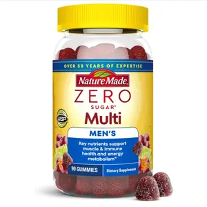 Zero Sugar Multivitamin Men's Gummies, Muscle & Immune Support, Aspartame Free, 90 Sugar Free Multivitamin Gummies, 45 Day Supply