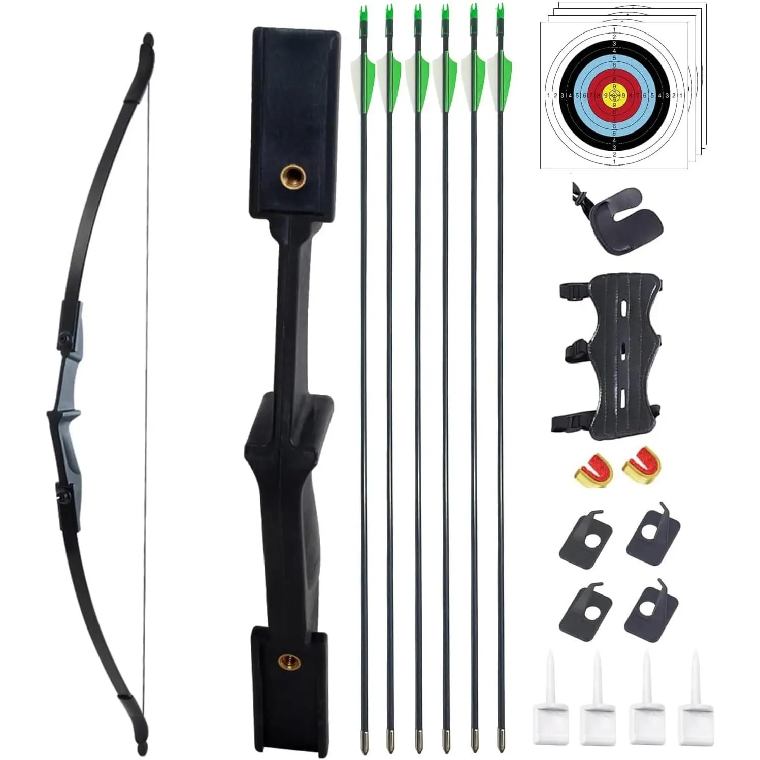 Takedown Archery Recurve Bow and Arrow Set, Left/Right-Handed Outdoor Activity Sports Equipment for Teenage Beginner Youth Target Practice