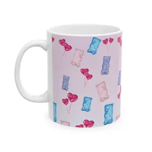 Gummy Bear mug | Heart mug| Lollipop mug| Pink candy mug| drinkware |tea mug| coffee mug| Washable| Reusable