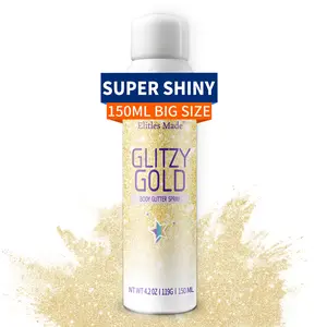 Body Glitte Spray, 150ML Gold Glitter Spray for Hair and Body,  Long-Lasting and Quick-Drying Glitter Hairspray for Kids Women, Body Shimmer Festival Rave and Makeup 4.2 Fl Oz