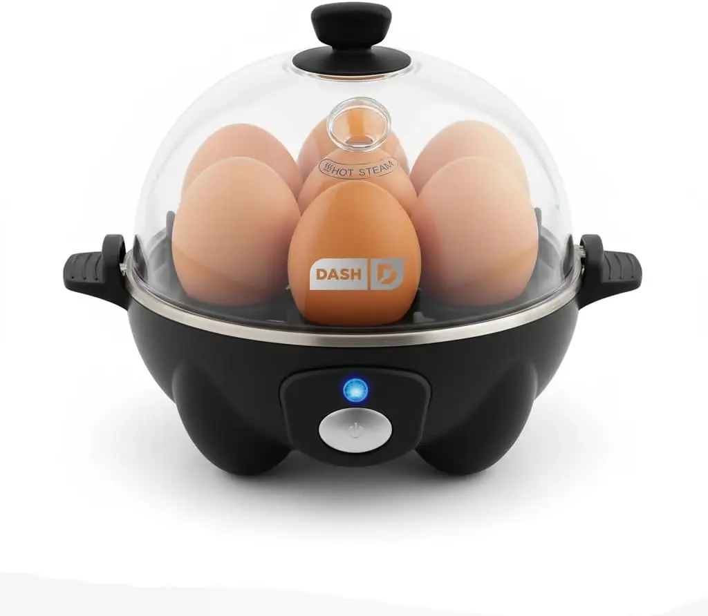 Compact Corded Dash Rapid Egg Cooker - 7-Egg Cap., Multi-Cooking Electric Machine: Poacher, Boiler, Steamer, Omelette Maker, Auto-Shut Off, BPA-Free, Ideal for Breakfast Prep
