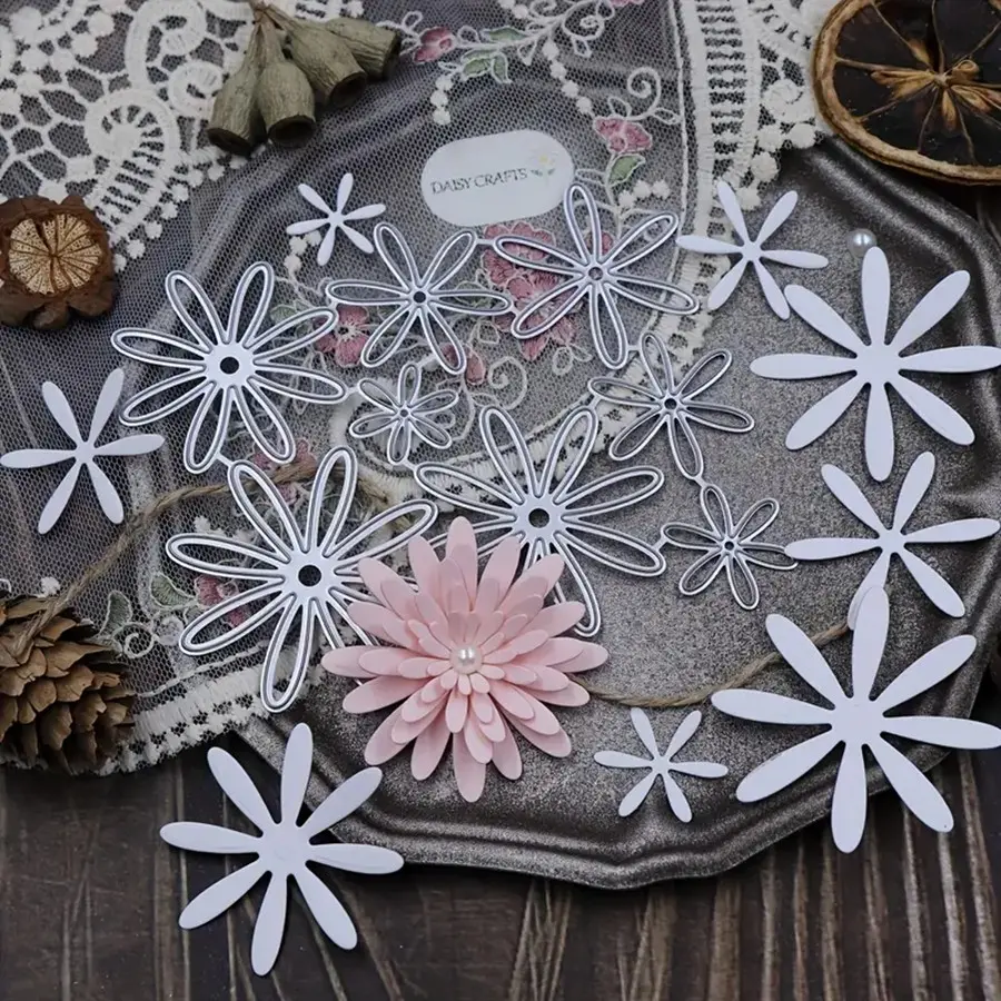 New Petal Metal Cutting Mold Set, Die Cuts, Silver Color Embossing Template Kit for DIY Albums, Card Making & Crafts Supplies, Scrapbook Materials