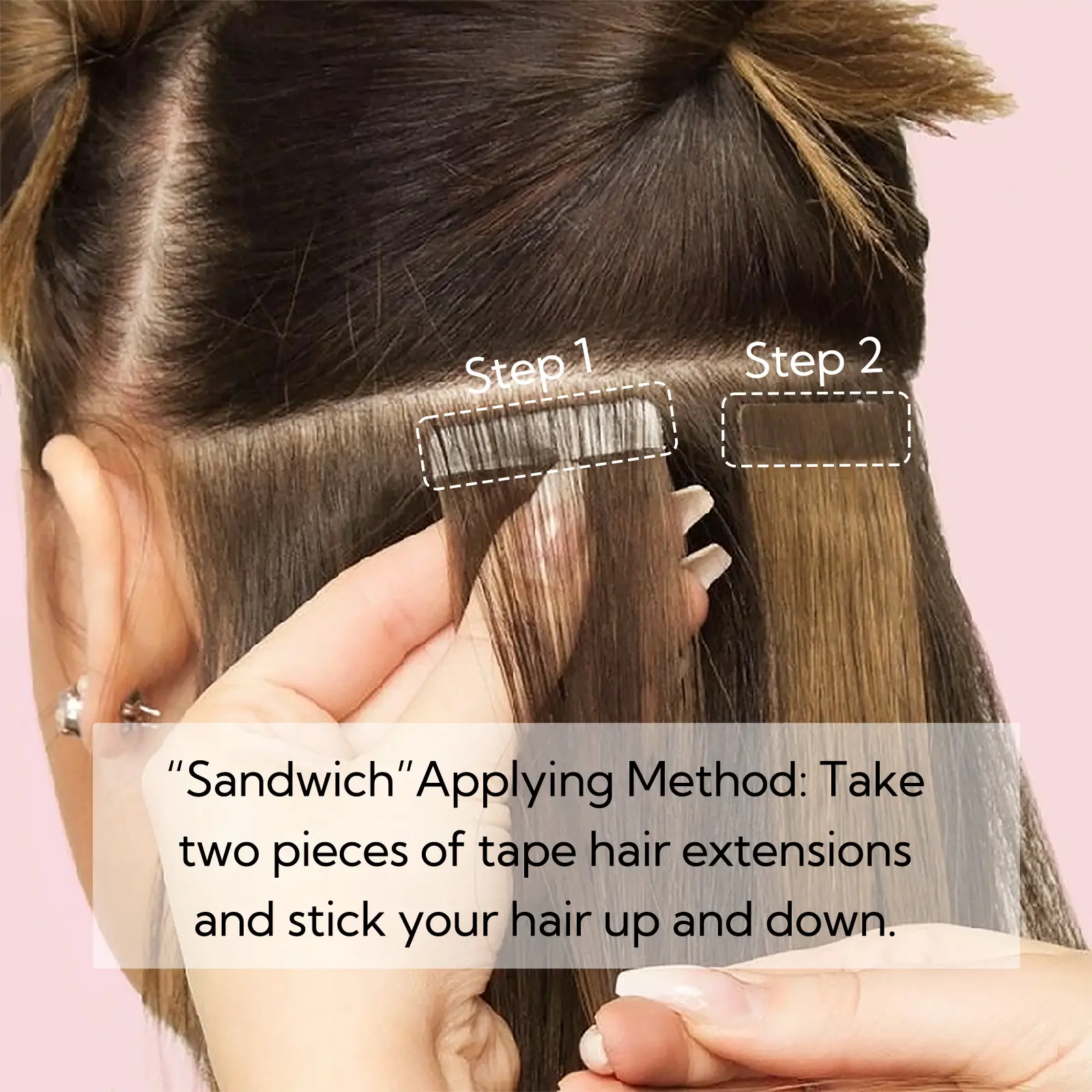 Human Hair Tape-In Extensions 14 Inch Straight Reusable 20 Pieces Buy 14 Inch Tape-in Human Hair Extensions | Superhairpieces main image 2