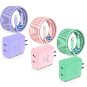 iPhone 17/17 Air/17pro/17pro max charger, 16/16 Pro/16 Pro Max/16 Plus Fast Charging 45W Dual Port USB C Charger Block with 10ft Long Fast Charging Cord Cable for Phone 16 15 Pro Max,Pad Pro/Air, Galaxy S25/S24