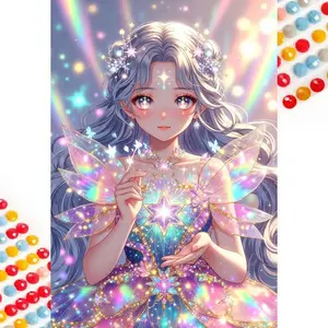 5D DIY Full Drill Round Diamond Painting - Diamond Painting Kit Rainbow Fairy Mosaic Canvas DIY Wall Art, Home Wall Decoration, Handicraft