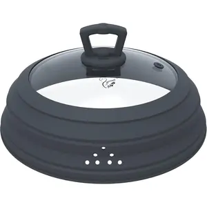 Microwave Splatter Cover Vented Glass Splatter Guard Lid with Collapsible  for  as Pot Covers 11.8 inch Large Plate for 6 7 8 9 10 11 inch Plate Bowl