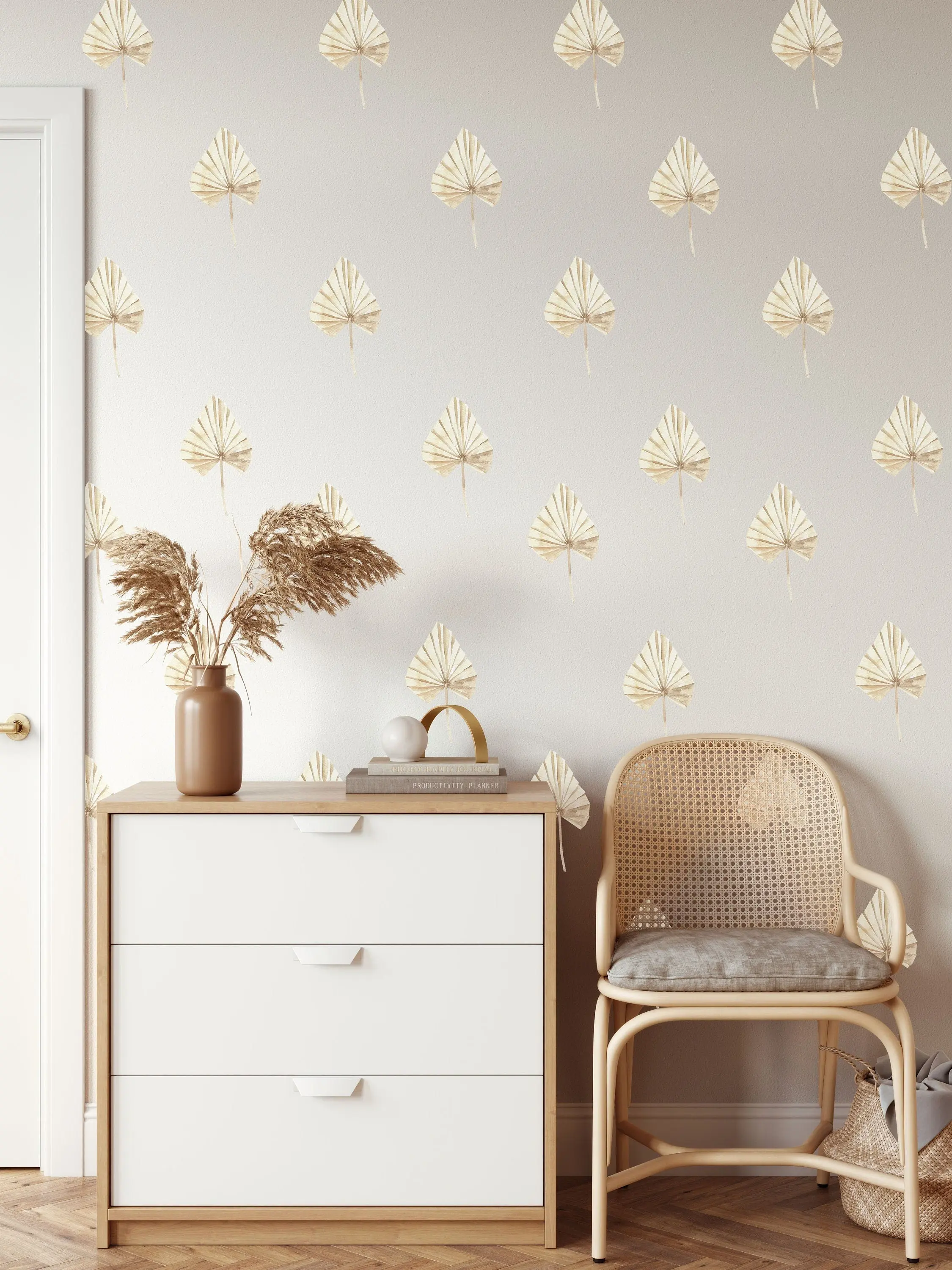 Banana Palm Tree Leaves Wall Stickers  Leaf Decals Greenery Scandi Boho Beige Room Decor, LF502