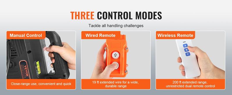 VEVOR 3-in-1 Electric Hoist Winch, TikTokShopBlackFriday, 1100lbs 1500W Portable Power Winch Crane, 110V/120V 22.9 ft Lifting Height, 13 ft/min with Manual, Wired and Wireless Remote Control, Overload Protection