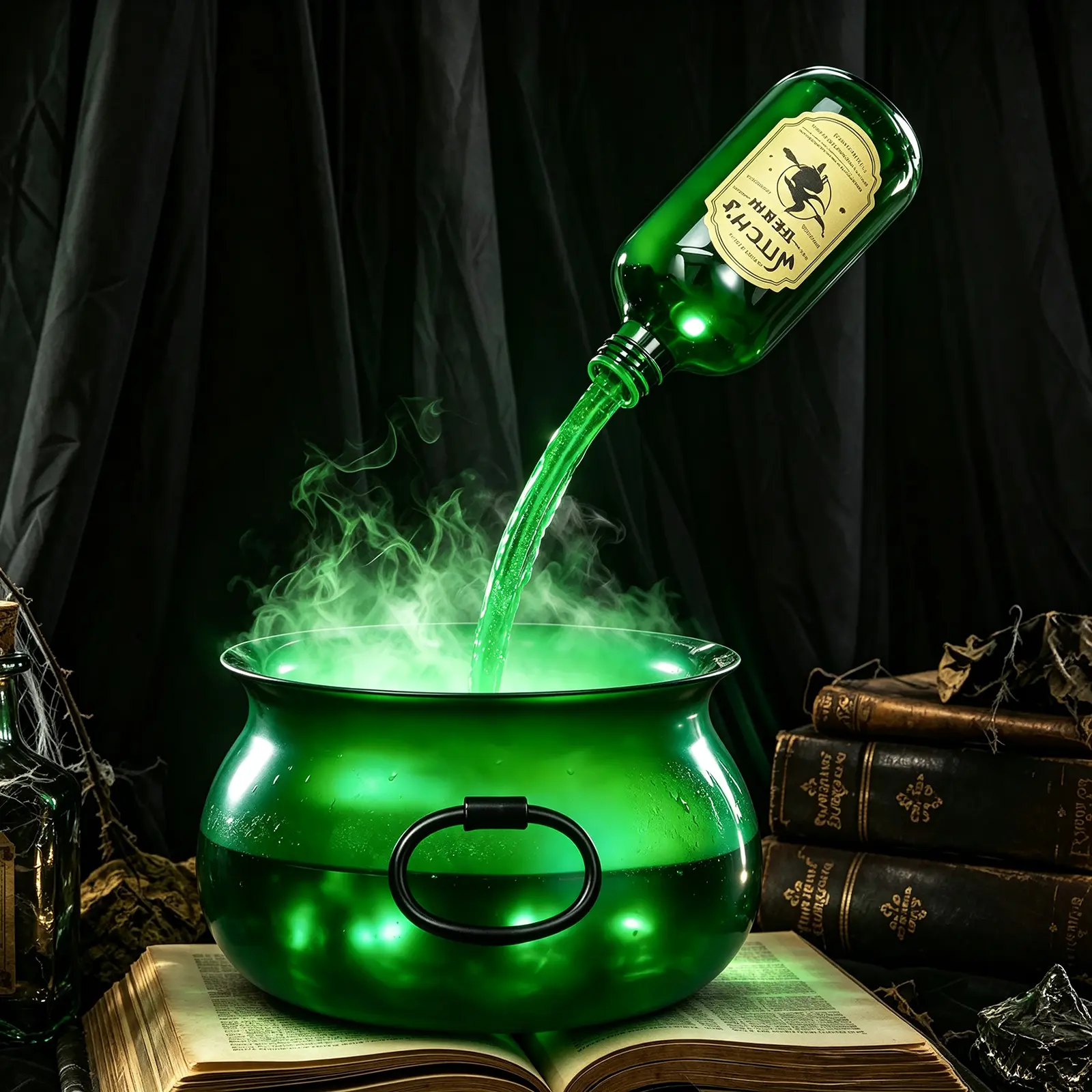 Halloween Decorations Indoor, Floating Potion Witch Cauldron with Green Light & Fog Maker, Spooky Halloween Decor for Home & Party Display on Tabletop, Mantel, Kitchen Counter & Shelf