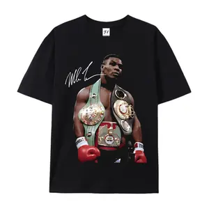Mike Tyson T-Shirt, 90s Vintage Boxing Sport Legend Oversized Casual Men's Letter Pattern Printed T-Shirt