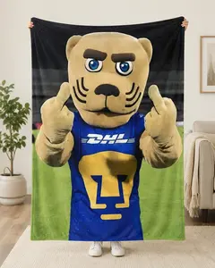 UNAM Pumas Mascot Themed Blanket | Soft Warm Fan Essential for Game Nights & Daily Use | Stylish Sports Home Decor for Mexican Football Fans