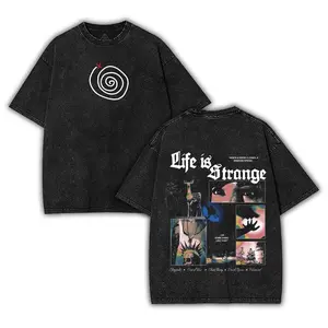 Life is Strange Washed Tshirt 2 Sided Cotton unisex graphic tees game anime manga movie Menswear Vintage Retro Gaming Black streetwear Top Style