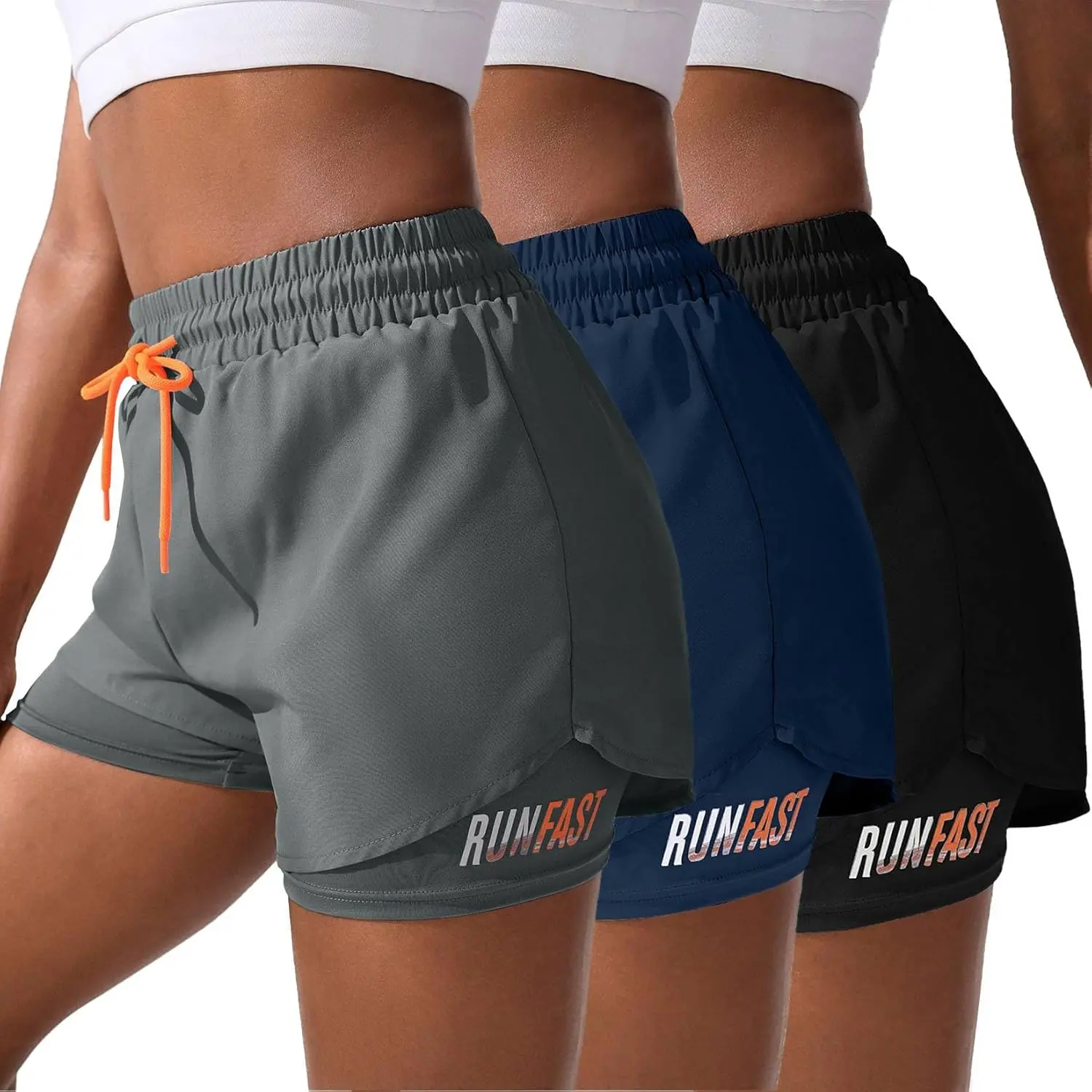 Women's 2 in 1 Workout Shorts Gym Workout Yoga Running Biker Tennis Skirts Clothes Summer