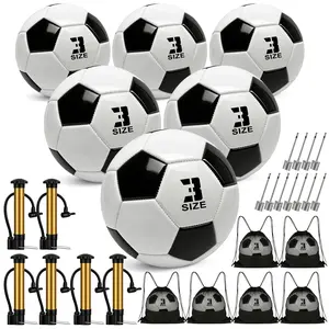 Hualleko 6 Pack Official Sports Soccer Balls Deflated Includes Soccer Balls with Pump and Net Bag, Pelota De Futbol Training Practice Sphere Competition for Indoor Outdoor