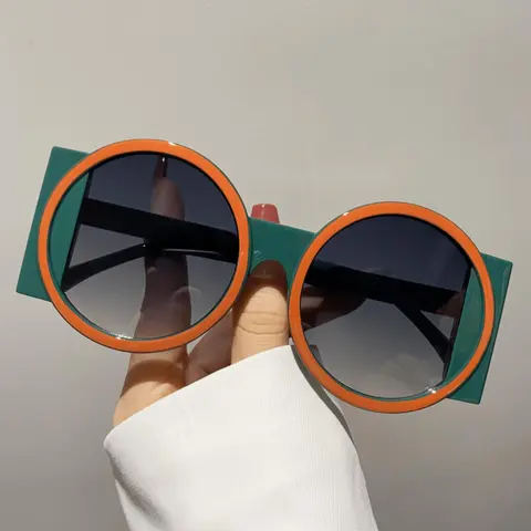 Vintage Round Frame PC Material Eyeglasses (1 Pair), Large Frame Fashion Eyewear for Everyday Use, Trendy Styling Eyewear for Men and Women, Stylish Glasses