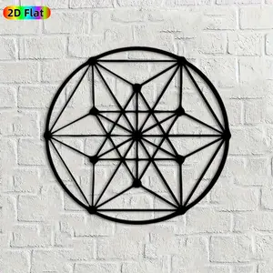 1pc Geometric Metal Wall Art,Intricate Geometric Statue Mural,Ideal Gift for New Year,Christmas,Geometric Decor Enthusiasts,Powder-Coated Metal Wall Decor Wall Sculptures,Perfect for Indoor Wall & Outdoor Fence Geometric Art Enthusiasts