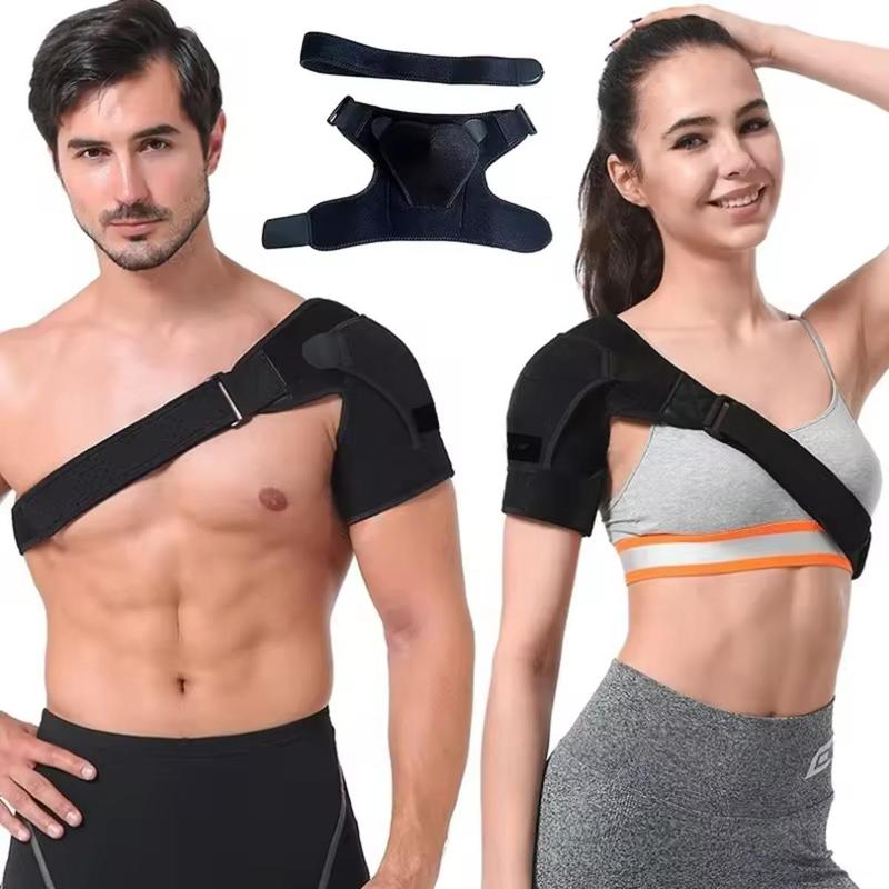 ‌Unisex Shoulder Support Brace with Adjustable Straps Comfortable Compression Pad for Left Right Shoulder Injury Recovery Sports Workout Protection‌ Black