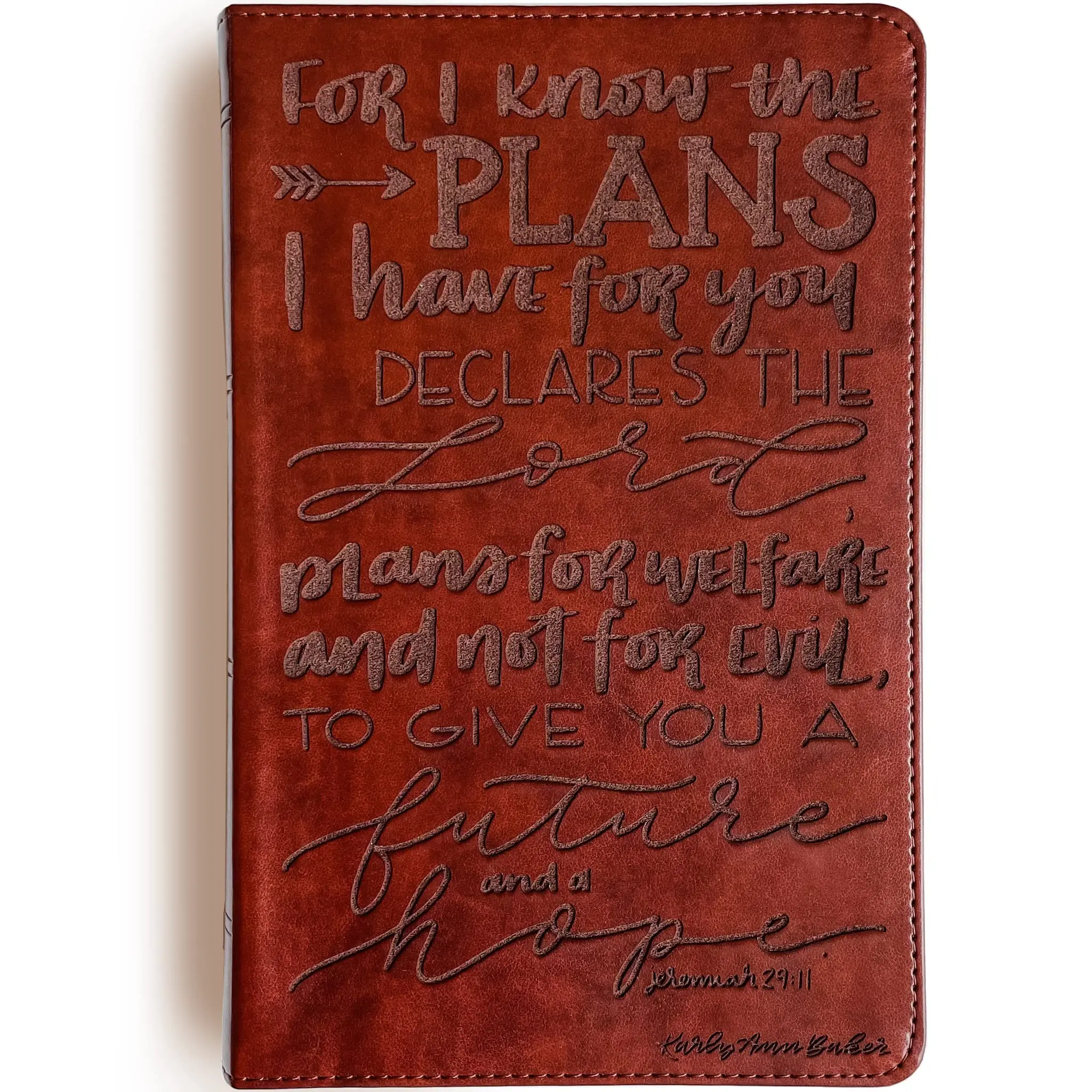 Personalized ESV Large Print Bible - Brown - For I Know the Plans I Have For You - Hand Lettered and Engraved