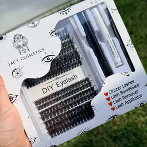 JC Eyelash Extension Kit with Cluster Lashes, Lash Bond & Seal, Lash Remover, and Lash Applicator