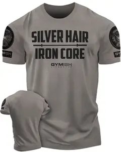 083. Silver Hair Iron Core Funny Workout Gym T-Shirts for Men Athletic Running Tee Athletic Tops Athleisure Breathable Clothes Fitness Outfit