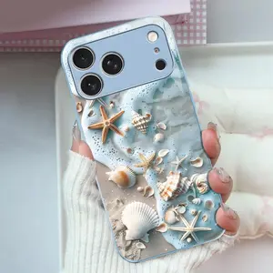 Summer Beach Vibe: Seashell & Starfish Phone Case — Shockproof Glossy Cover for 【iPhone 17 Pro】666