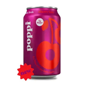 Poppi Prebiotic Soda Beverage, Cherry Cola, 12 oz (Pack of 12)