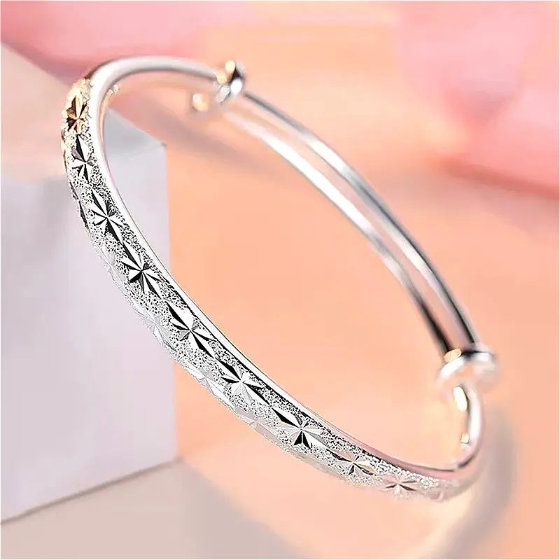 Luxury 925 Sterling Silver Bracelets For Women Vintage Original Starry Sky Carving Adjustable Bangles Party Wedding Fine Jewelry