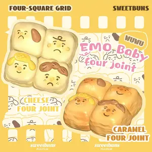 Slow Rising Squishy - Cry Baby Four Piece Bread【Sweet Bakery Scent】100g Mellow Lab x Sweetbuns Stress Relief Toy summerwins