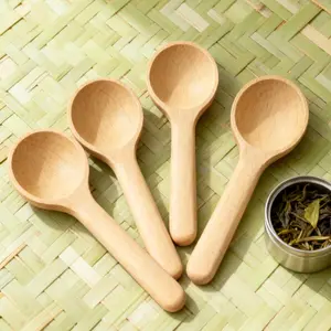 6-Piece Wooden Mini Spoons Set, Wood Condiment Spoon, Mini Milk Powder Spoon, Tea Spoon, Tea Scoop, Ice Cream Spoon, Charming Kitchen Utensils, Kitchenware