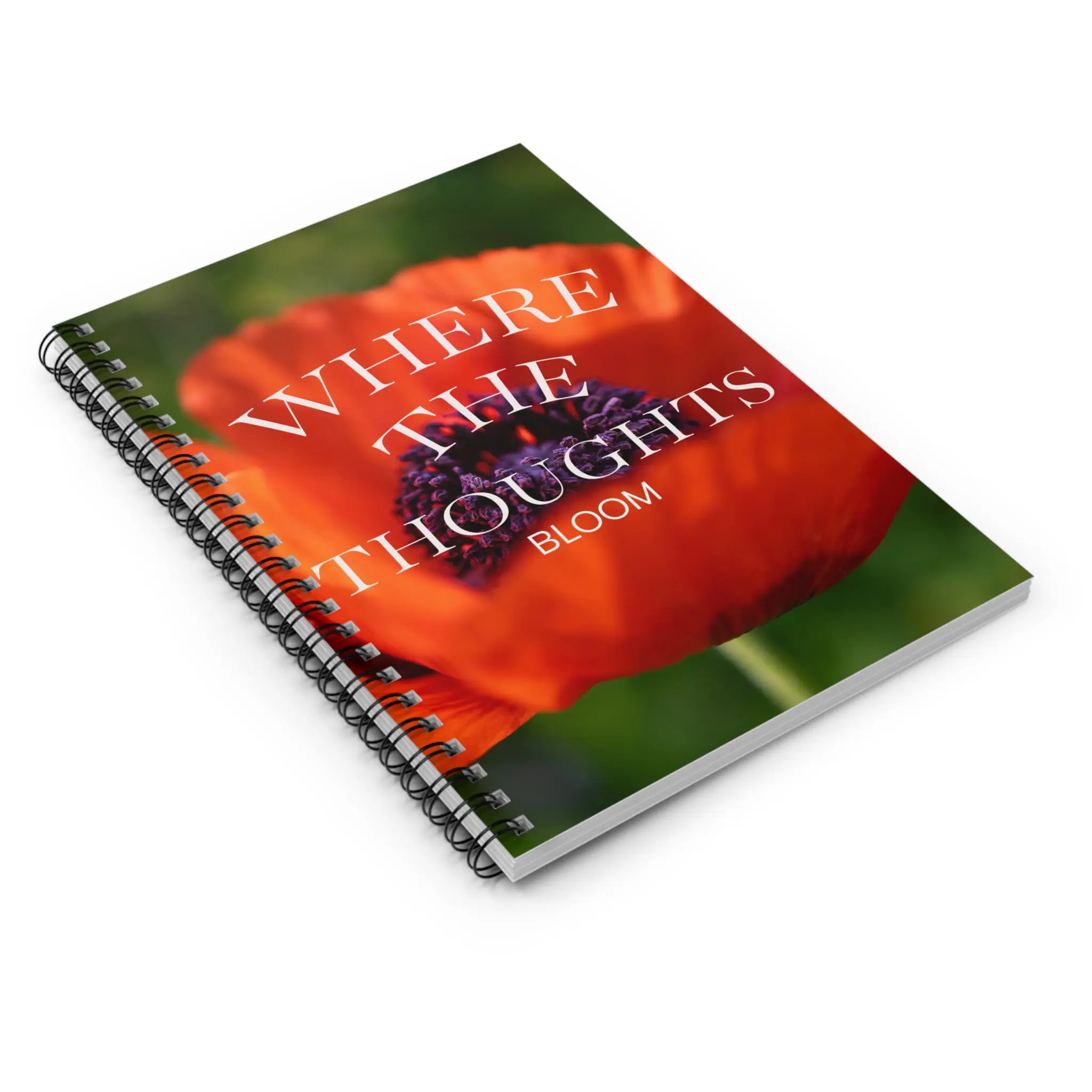 Premium Quality Ruled Red Poppy Botanical Spiral Notebook - Durable Spiral Binding, Real Art Design, No AI - Office Stationery for Nightstand, Journaling Supplies | Computers & Office Equipment