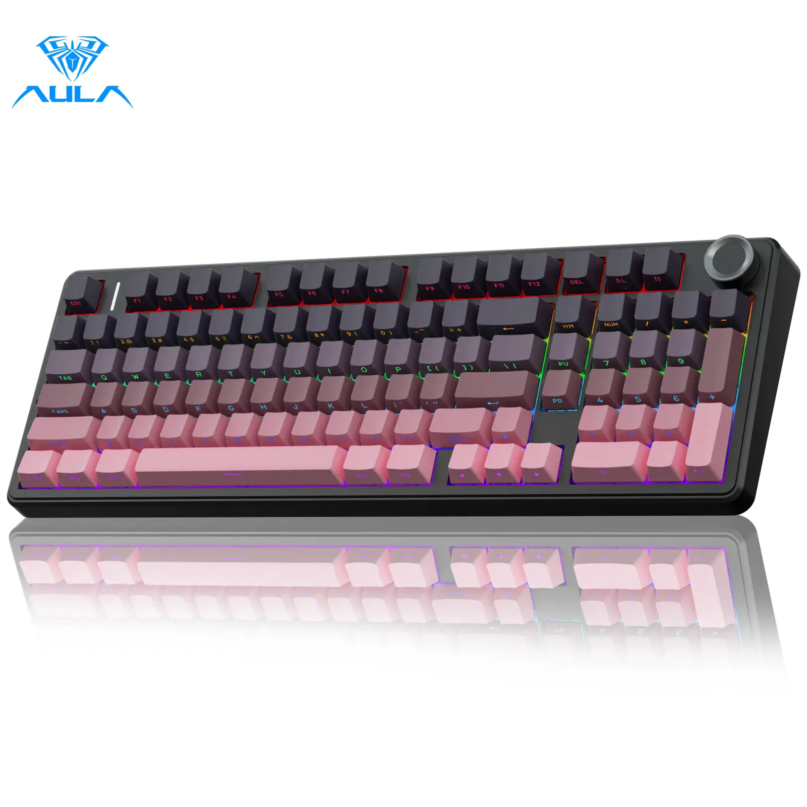 AULA F99 Pro Creamy Wireless Mechanical Gaming Keyboard with Knob Control, keyboard,Tri-Mode BT5.0/USB-C/2.4GHz Hot Swappable Custom Keyboard,Pre-lube