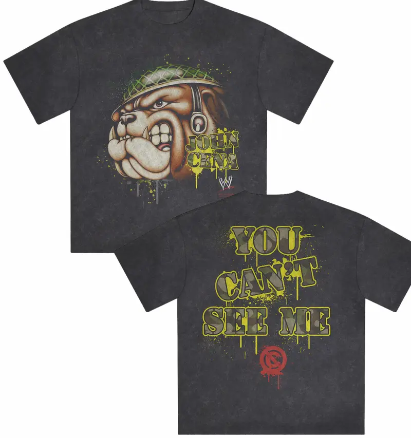 Black John Cena Snow Bulldog Boxy T-Shirt, Trendy Wrestling Regular Workout T-shirt, Wrestling Tee, Gift For Fan, For Men And Women